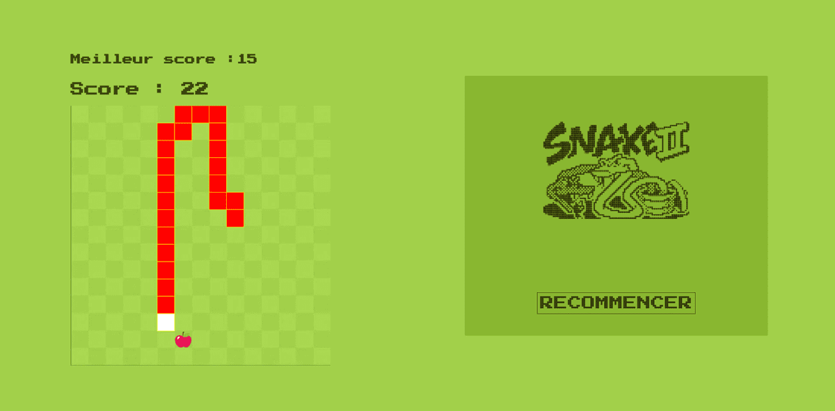 screenshots of snake